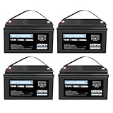 WOXABHSL 4 PCS 12V 100AH Lifepo4 Lithium Battery Up to 15000+ Deep Cycles, Buit in 100A BMS Perfect for Trolling Motors, Boat, Marine, Rv, Solar