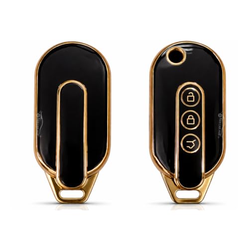 Premium TPU Car Key Cover – Glossy Black & Rose Gold Finish | Scratch Resistant Compatible with MG Comet 3 Button Flip Key Pack of 1 Pcs