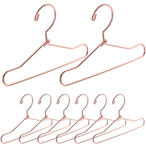 HOMSFOU Perchas de Metal para Muñecas Miniatura 7.5 Cm 10 Unidades Color Rosa Dorado para Ropa, Faldas y Blusas Accesorios Decorativos para Casas de Muñecas y Armarios Pequeños