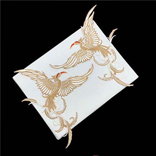 Fenghuang Bird Embroidery Patch Iron In Ancient Style And Famous Ethnic Style Sewing Decorative Embroidery Diy Articles And Crafts Stickers On Sewn Clothes（Light Coffee） #TOP2