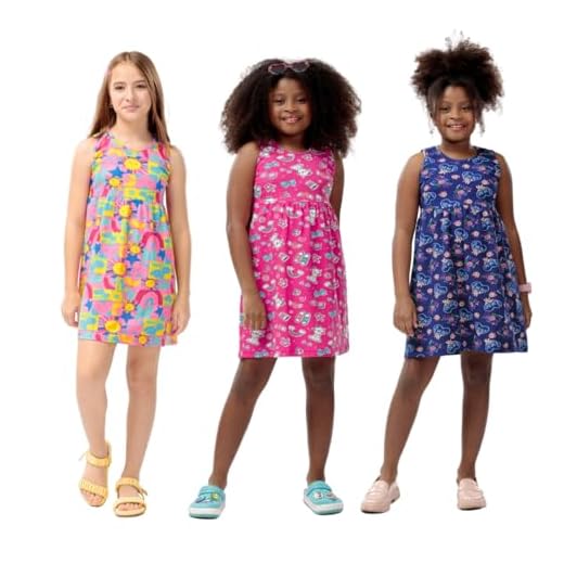 Kit 3 Vestidos Infantil Juvenil Menina Godê Estampado Moda Alto Verão 100% Cotton (BR, Idade, 8 Anos, Regular)