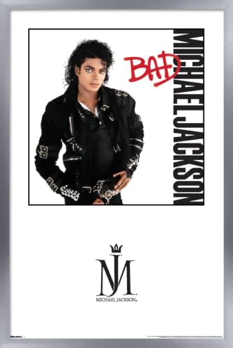 Trends International Michael Jackson - Bad Album Series Wall Poster, 34L x 22.4W, Silver Framed Version