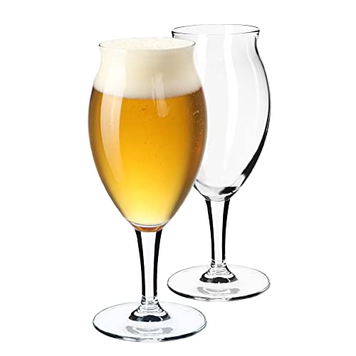 KADAX ölglasuppsättning, ölsida av glas, ölrör, veteglas för mörkt och lätt öl, hantverksölglas, ölmugg, pilsnerglas, ölglas, öl trofé (410 ml, 2 bitar transparent)
