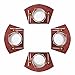 Jutao Round Table Placemats Set of 4 Wedge Washable Table mats for Kitchen Table,Round Table (Red 4 pcs)