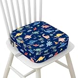 Wooshwa Chair Cushion for Dining Table, 4" Chair Pad with Non-Slip Bottom, Portable Cushion with 2 Adjustable Straps (Dinosaur)