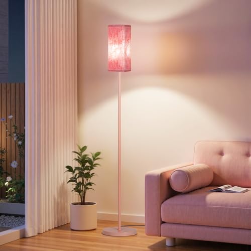 Image of Floor Lamp, Pole Lamp with Foot Switch, Modern Standing Lamp Shade, Minimalist Freestanding Lamp (Bulb Not Included), for Living Room, Bedroom Office ETL Listed, Sakura Pink PCP07LD05