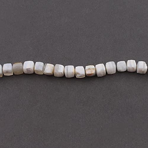 Perles cubes agate blanche facettée LKBEADS SB3804 - Fil de 8 pouces briolettes 8mm-9mm