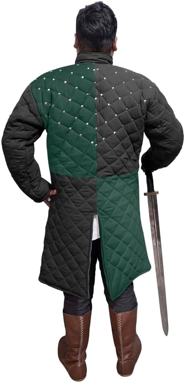 Medievals Gambeson Thick Padded Two Tone color Quilted Jacket Cotton Aketon for Renaissance Cosplay Costumes