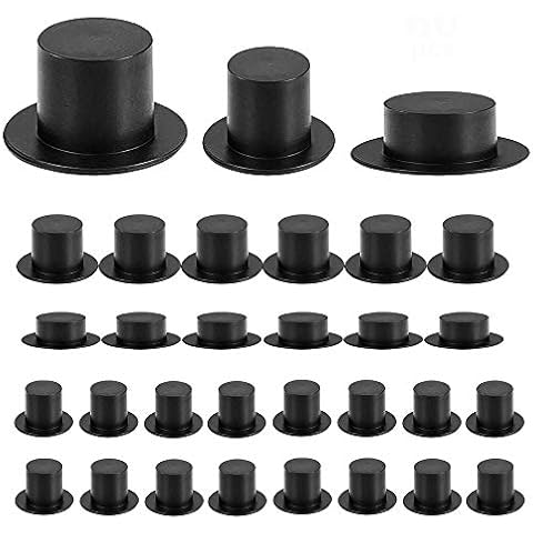 Anyasen dekozylinder schwarz 60 Stücke Mini schwarz top hüte Weihnachten Mini schneemann hüte Top Hüte Miniatur Schneemann Hüte Top Hat Zylinderhut Klein Bräutigam Hut für DIY Bastelbedarf 3 Größe Cover