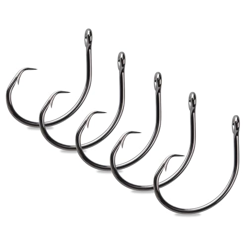 Image of Mustad Demon Circle in Line Wide Gap Hook (5 Pack), Black /Nickel, Size 10 /0