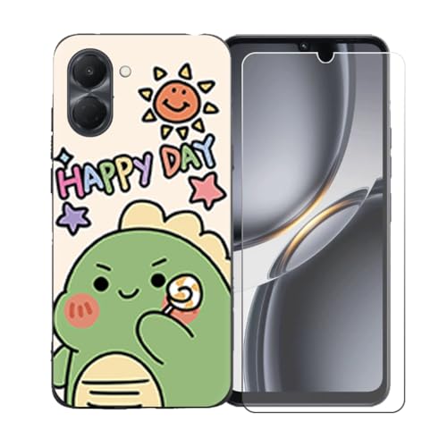 LCEHTOGYE �K�p Tecno Spark Go 3 +�����K���X�X�N���[���v���e�N�^�[�p�P�[�X�A�K�p Tecno Spark Go 3 (6,75")�ƌ݊����̂���u���b�N�\�t�gTPU�V���R���Q���P�[�X�ی�J�o�[ LLM49