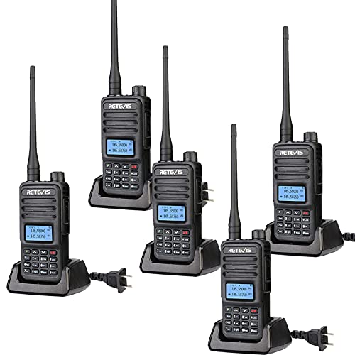 Retevis RT85 Dual Band Two Way Radios,High Power 2 Way Radios Walkie Talkies Long Range,200 Channel,VOX, for Rescue,Construction,Warehouse(5 Pack)