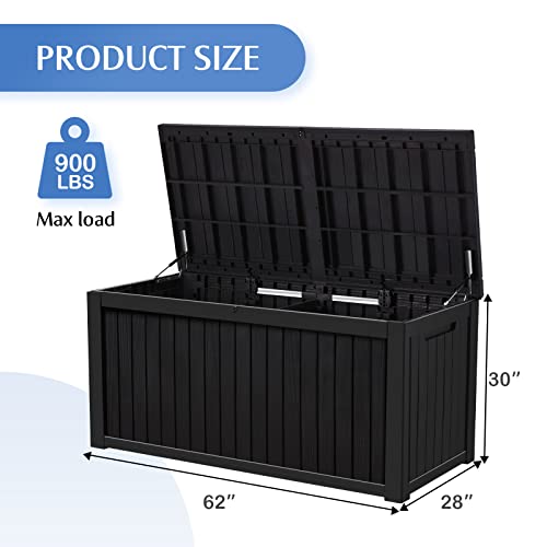 Homguava 200Gallon Large Deck Box Outdoor Storage Box Bench Waterproof Patio Resin Pool Bin Storage Chest Outside For Organizing Garden Tools, Toys, Furnitures, Swimming Equipments(Extra-Large, Black) #TOP7