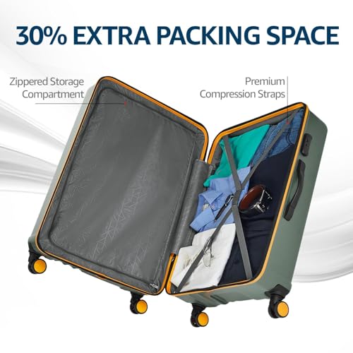 Image of Safari Citymiles Luggage | Hard-Sided Polycarbonate Suitcase | 8 Spinner Wheels | Anti-Theft Zipper | (Green, Medium (69 CM))