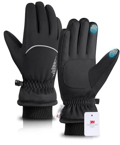 rivmount - RIVMOUNT Waterproof Winter Gloves Women Men, Thermal Ski Gloves for Cold Weather with Warm, Touchscreen Fingers, Windproof for Outdoor, Skiing, Running, Cycling, Working, Biking, Snow Gloves Size M - -14%