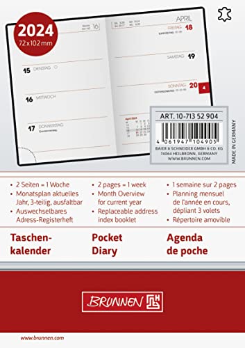 BRUNNEN Weekly calendar model 713 2024, 2 pages = 1 week, sheet size 7.2 x 10.2 cm, black - Image 2