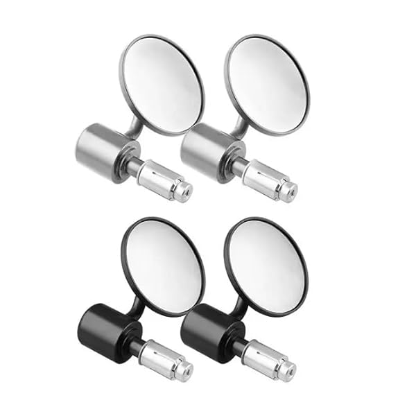 Premium motorcycle bar end handlebar mirror, rear view handlebar mirror, unbreakable heavy quality, Best for Cafe Racer Continental GT and Interceptor (Silver)