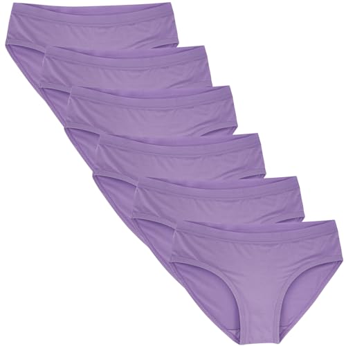 BuzToz Plus Size Women's Cotton Bikini Brief Underwear,Breathable Stretch Comfort Hipster, Multipacks, 6 Pack Purple, XL