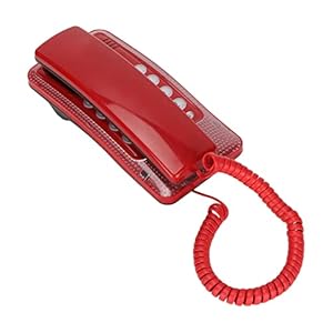 Wandgemonteerde Telefoon, Vaste Telefoon met Opnieuw Kiezen Snelle Flits Mute-functie Vaste Telefoon voor Thuis Hotel School Office(Rood)