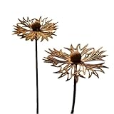 Gartendeko 2er Set Rost Deko für Garten Cortenstahl Gartenstecker Metall Blume Mohn Rostige Gartendeko Rost Rankstab Beetstecker Topfstecker Naturrost,