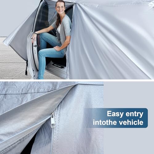 AUQDD 6-Layers Premium SUV Car Cover Waterproof All Weather Weatherproof UV Sun Protection Snow Dust Storm Resistant Outdoor Exterior Custom Form-Fit Full Padded Car Cover with Straps 214-232 K11…