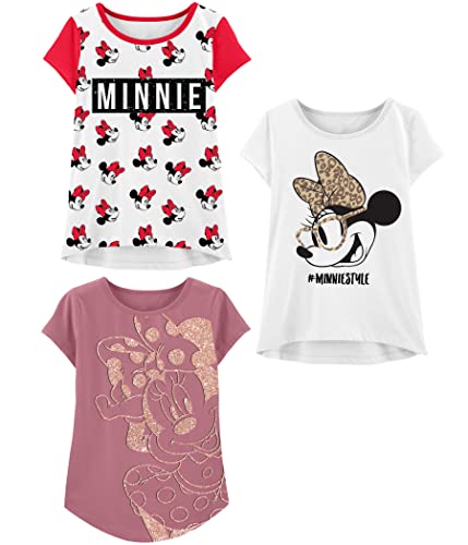 Minnie Mouse Tshirt (3-Shirts Pack) Kids & Toddler Girls Clothes 3T Wh/Mau/Wh Ss #TOP28
