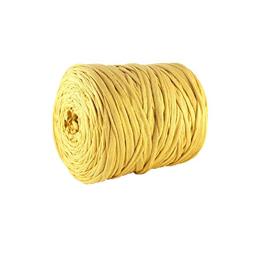Mustard Handmade Backpack Zpagetti T-Shirt Yarn Making Knitted Pouf,Pillow,Crochet Basket or Rug Bulky Cotton Chunky Yarn 600g