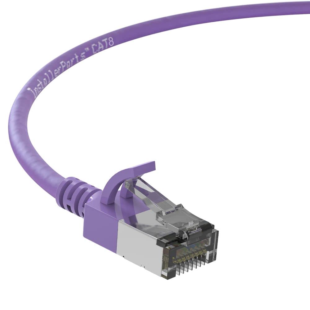 InstallerParts (10 Pack Ethernet Cable CAT8 Cable 5 FT - Purple - FTP Professional Series - Super Slim 40Gigabits/Sec Network/High Speed Internet
