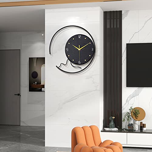 Fantia Large Wall Clock For Living Room Decor Silent Black Modern Wall Clock Battery Operated Non-Ticking Simple Minimalist Decorative For Bedroom Kitchen Office Indoor 15 Inch Metal Frame Stone Clock #TOP1