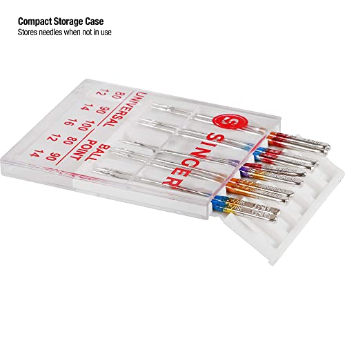 Singer Universal Regular & Ball Point Sewing Machine Needles, Sizes 80/12, 90/14, 100/16 - 10 Count #TOP2