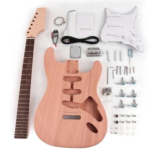 Unfinished Guitar Body Diy Paddle Headstock Rosewood Fingerboard Electric Guitar Kits Mahogany Body Maple Neck With All Hardware