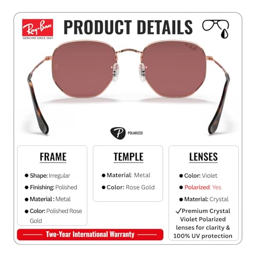Image of Ray-Ban RB3548N HEXAGONAL FLAT LENSES Square-Round Shape Sunglasses for Men & Women with Official Eyewear Kit
