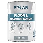 Polar Floor & Garage Paint - 5L, Mid Grey - Hard Wearing Concrete Floor Paint & Slip Resistant Finish - Interior Use