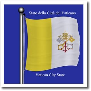 3dRose ht_63216_2 The Flag of The Vatican on Blue Background with Vatican City State Iron on Heat Transfer for White Material, 6 by 6-Inch