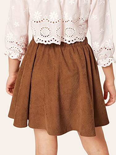 Soly Hux Girl's Button Front Elastic High Waist Flared A Line Corduroy Skirt Brown 11-12Y #TOP3