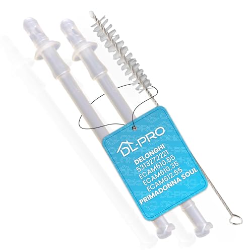 2 x DL-pro Milk Suction Tube for DeLonghi 5313272221 Milk Hose with Brush for Coffee Machine Fully Automatic Coffee Machine ECAM610.55 ECAM610.35 ECAM612.55 PrimaDonna Soul