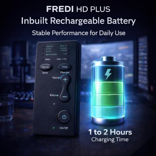Image of FREDI HD PLUS Wired Portable Voice Changer Device | Handheld Audio Voice Effect Controller with 8 Sound Effect | Button & Volume Control | Rechargeable Voice Modifier for Android & iOS Smartphones