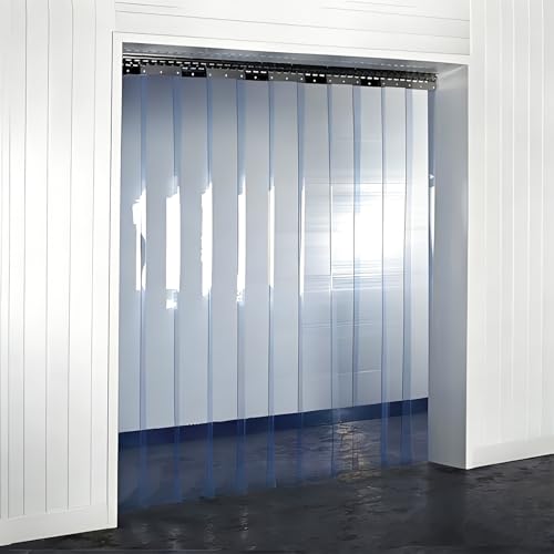 Tonchean PVC Strip Curtain 220 x 90 cm - Transparent Pest Control Strip with 6 Pieces and 3 Stainless Steel Keels for Doors and Cold Rooms