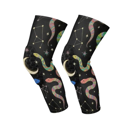 HXshaoye Colorful Snakes Space athletic knee brace for men (Pack of 2) Support for All Sports exercise knee pad for Gardening, Skiing, Gym, rodilleras de trabajo para hombre