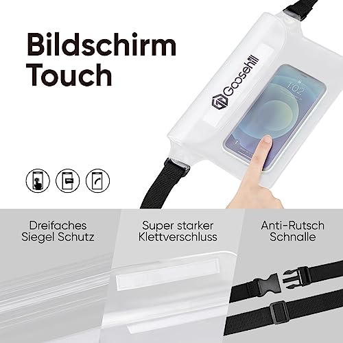 Foto von Goosehill wasserdichte Tasche, Bildschirm berührungsempfindlich wasserdichter Beutel Handyhülle Packsack Gürteltasche für Wassersport, Schwimmen, Kajak, SUP, Strand, Stand Up Paddling Board, 2 Stück