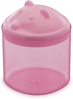 Adoleta Bebê, Porta-Cotonete Urso Translúcido 600ml Rosa Bebê