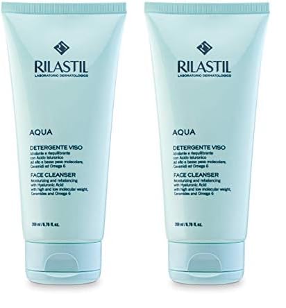 Rilastil Aqua - Limpiador Facial Suave y Cremoso con Acción Hidratante, Reequilibrante y Emoliente para Todo Tipo de Pieles - 200 ml (Paquete de 2)