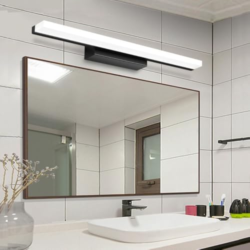 LED Lámpara de Espejo Baño Moderno IP44 Aplique espejo baño Luz de espejo Iluminación para tocador Iluminación de Pared Luces Espejo Maquillaje Lámpara frontal de espejo (3000K,Negro 60cm)