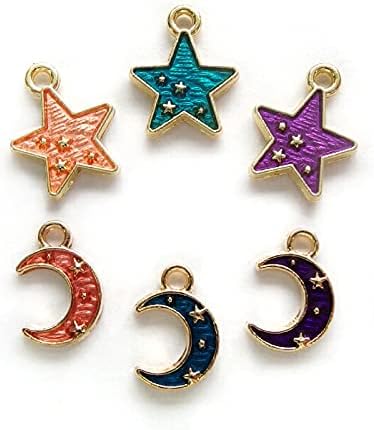 Amazon Co Jp Craft Tamago 10 Pieces Charm Parts Color Charms Starry Moon With Epoch Moon Pink Hobbies