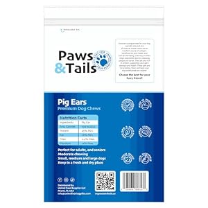 PAWS&TAILS Premium All-Natural Pig Ears for Dogs - Joint Health Support, Thick-Cut - High-Protein, Low-Fat Treats for Dental Hygiene - No Additives or Preservatives. (12, Natural Whole Pig Ears) PAWS&TAILS Premium All-Natural Pig Ears for Dogs – Joint Health Support, Thick-Cut – High-Protein, Low-Fat Treats for Dental Hygiene – No Additives or Preservatives. (12, Natural Whole Pig Ears)