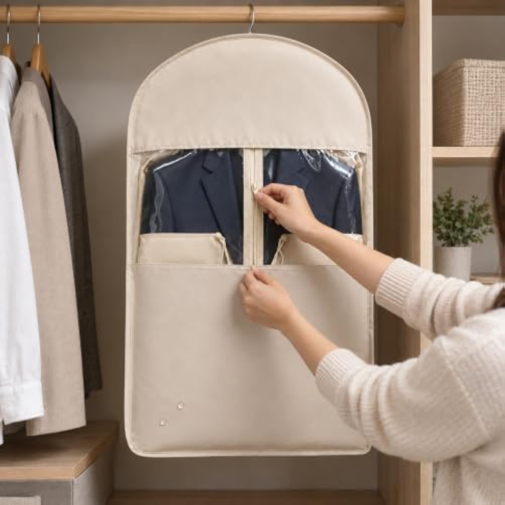 Hanging Transparent Garment Bag for Down Jackets & Suits