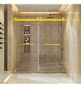 68-72 in. W x 76 in. H Double Sliding Frameless Soft-Close Shower Door with Explosion Proof Film,...