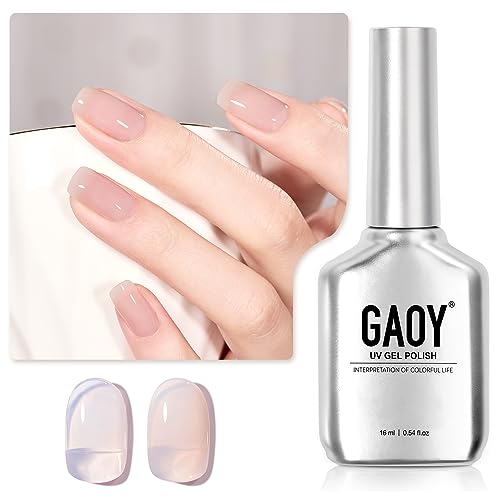 GAOY Jelly Nude Gel Nail Polish, 16ml Sheer Rose Pink Translucent Soak Off Gel Polish, UV Light Cure for Nail Art DIY, 1624 Ocean Song
