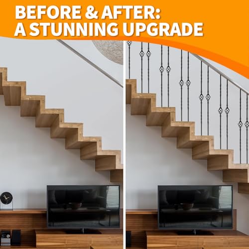 Iriisy 10Pack Balusters for Staircase Interior, 44'' Elegant Aluminum Material Stair Balusters, Single Basket Stair Spindles Enhancing Your Home's Aesthetics by Iriisy - Used condition - Image 6