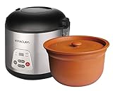 Vitaclay Smart Organic Clay Rice Cooker & Slow Cooker - Toxin Free Clay Electric Pot for Cooking Rice, Slow Cooker, Soup Maker, Warmer, Stew Pot with Natural Earthen Clay Crock, 6 cup / 3.2 qt